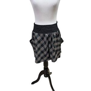 Fishbone Women’s S Small Mini Skirt Plaid Metallic Thread Studded Goth Punk Rave